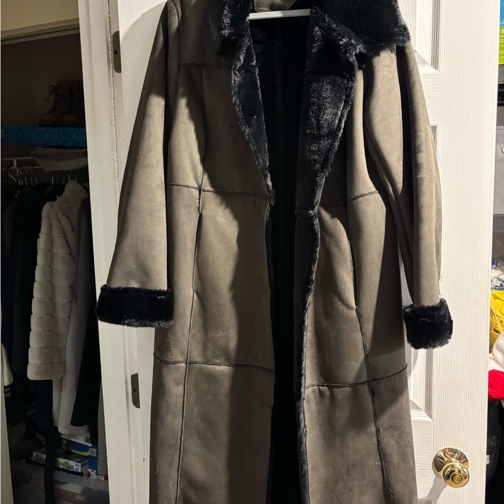 Ralph Lauren Brown Coat with Black Faux Fur